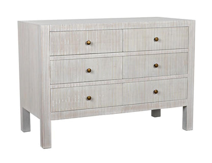 Noir Conrad Dresser, 6-Drawer, White Wash, 47.5"W GDRE221WH, Noir GDRE221WH YUU6013LUU