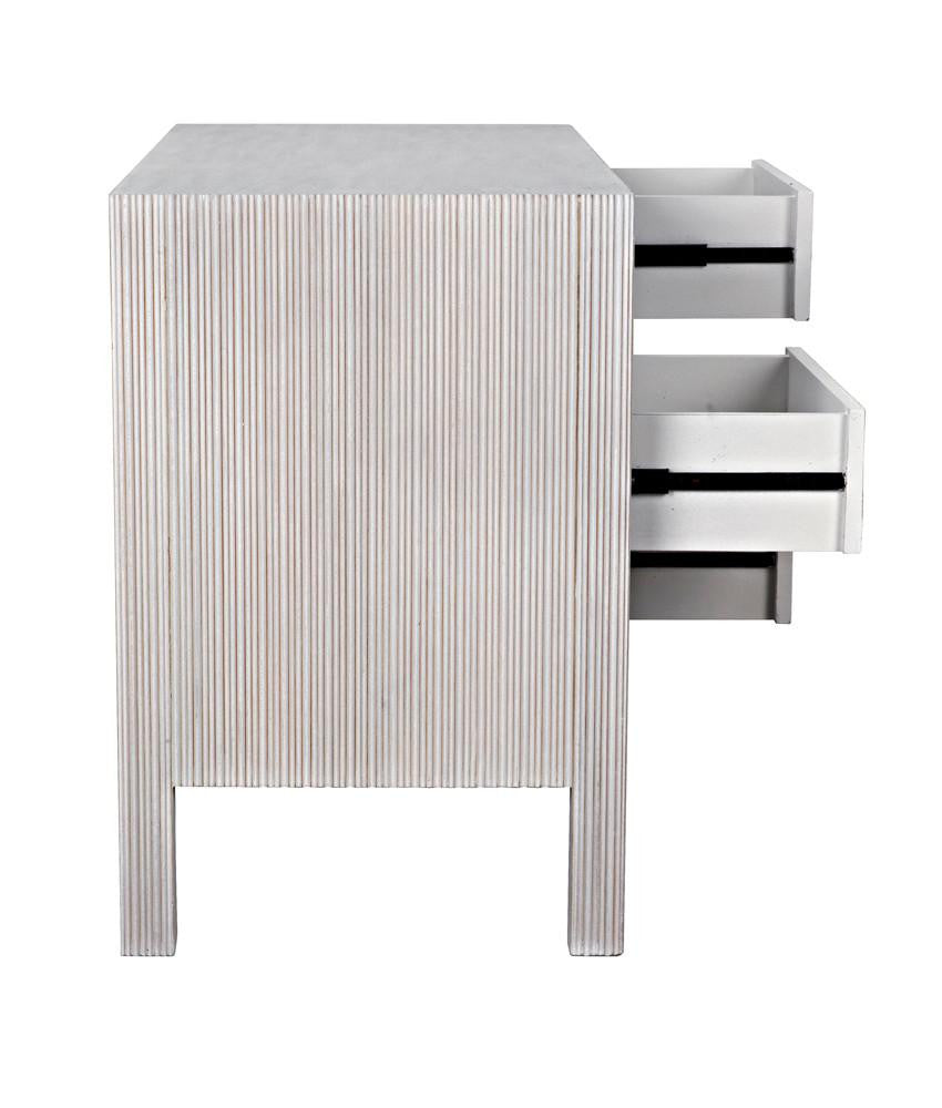 Noir Conrad Dresser, 6-Drawer, White Wash, 47.5"W GDRE221WH, Noir GDRE221WH YUU6013LUU