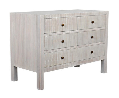 Noir Conrad Dresser, 6-Drawer, White Wash, 47.5"W GDRE221WH, Noir GDRE221WH YUU6013LUU