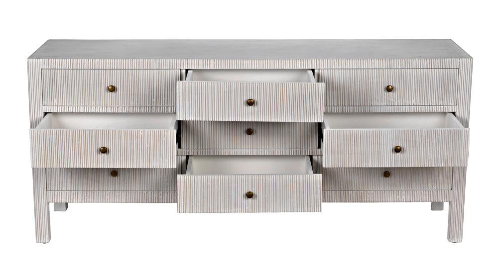 Noir Conrad Dresser, 9-Drawer, White Wash, 75.5"W GDRE222WH, Noir GDRE222WH YUU6013LUW