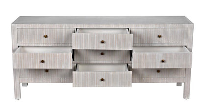 Noir Conrad Dresser, 9-Drawer, White Wash, 75.5"W GDRE222WH, Noir GDRE222WH YUU6013LUW
