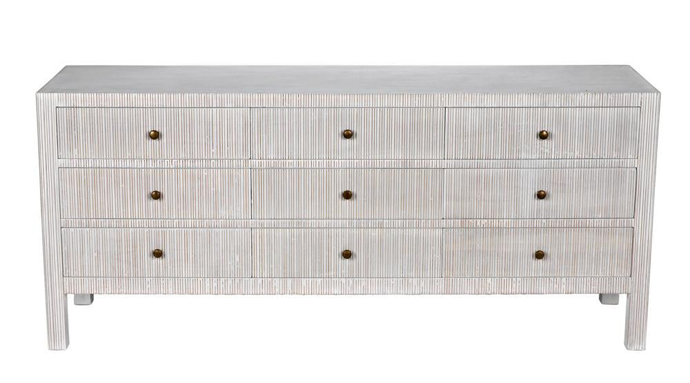 Noir Conrad Dresser, 9-Drawer, White Wash, 75.5"W GDRE222WH, Noir GDRE222WH YUU6013LUW