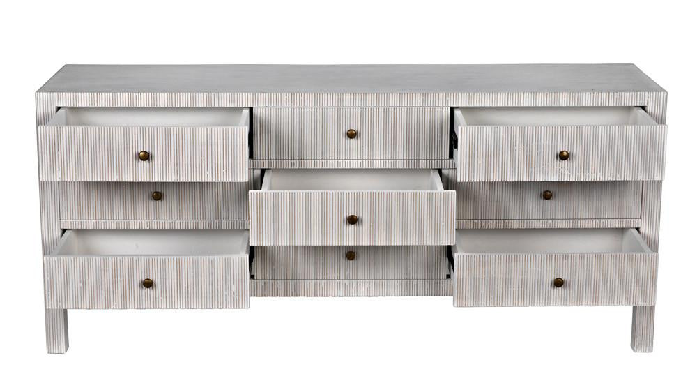 Noir Conrad Dresser, 9-Drawer, White Wash, 75.5"W GDRE222WH, Noir GDRE222WH YUU6013LUW