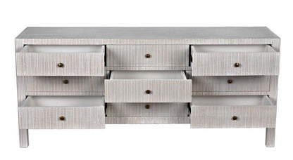 Noir Conrad Dresser, 9-Drawer, White Wash, 75.5"W GDRE222WH, Noir GDRE222WH YUU6013LUW