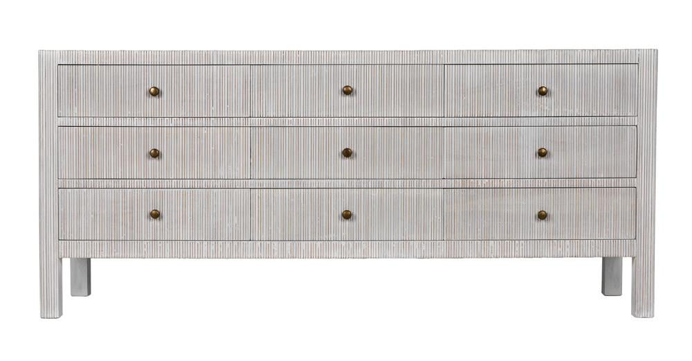 Noir Conrad Dresser, 9-Drawer, White Wash, 75.5"W GDRE222WH, Noir GDRE222WH YUU6013LUW