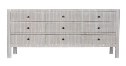 Noir Conrad Dresser, 9-Drawer, White Wash, 75.5"W GDRE222WH, Noir GDRE222WH YUU6013LUW