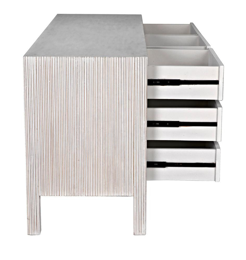 Noir Conrad Dresser, 9-Drawer, White Wash, 75.5"W GDRE222WH, Noir GDRE222WH YUU6013LUW