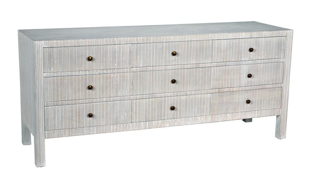 Noir Conrad Dresser, 9-Drawer, White Wash, 75.5"W GDRE222WH, Noir GDRE222WH YUU6013LUW