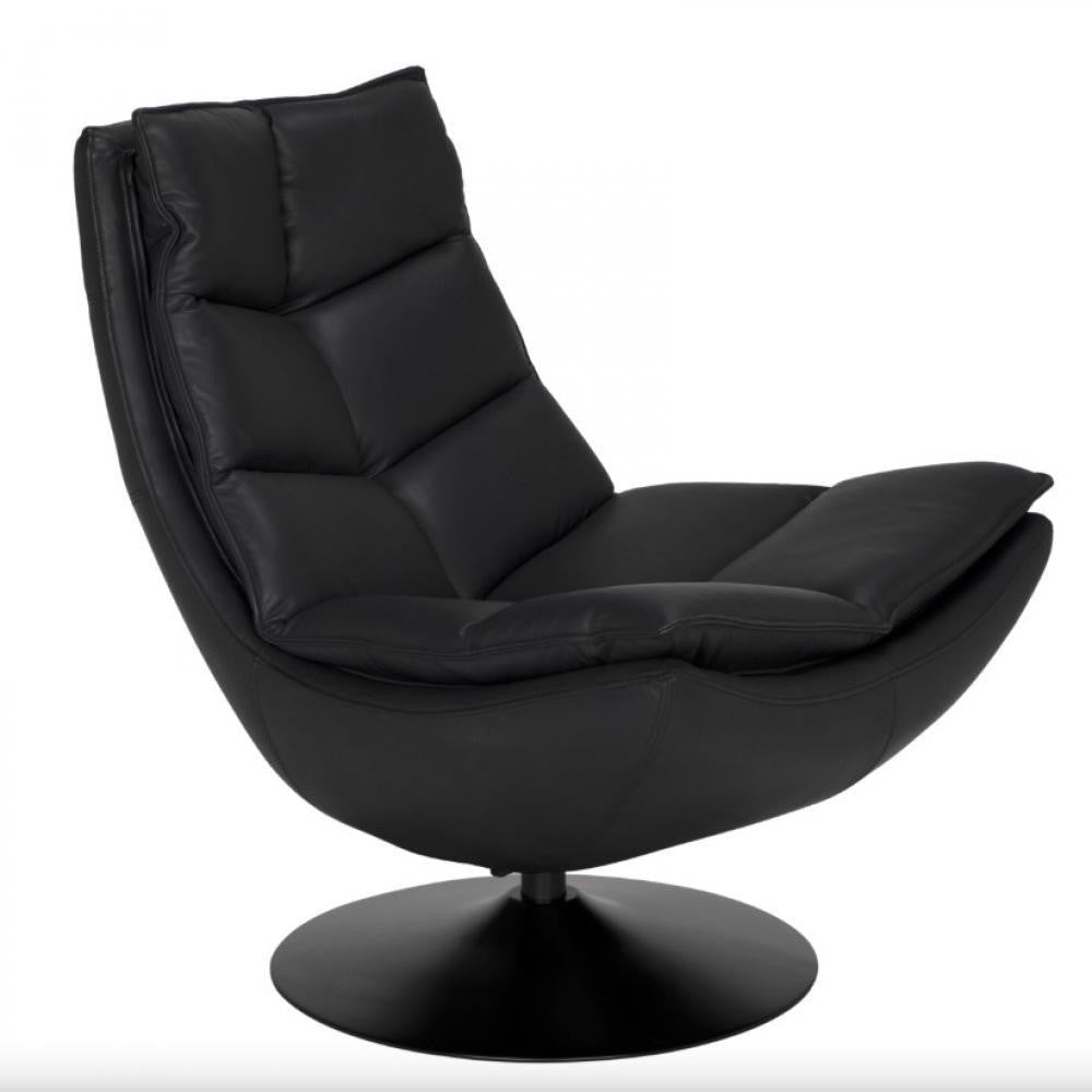 Noir Dante Swivel Chair Santosa Matte Black and Black Powder Coat