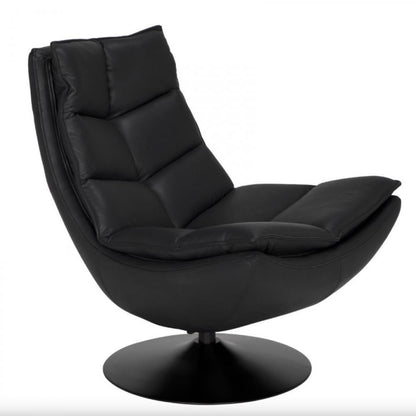 Noir Dante Swivel Chair Santosa Matte Black and Black Powder Coat