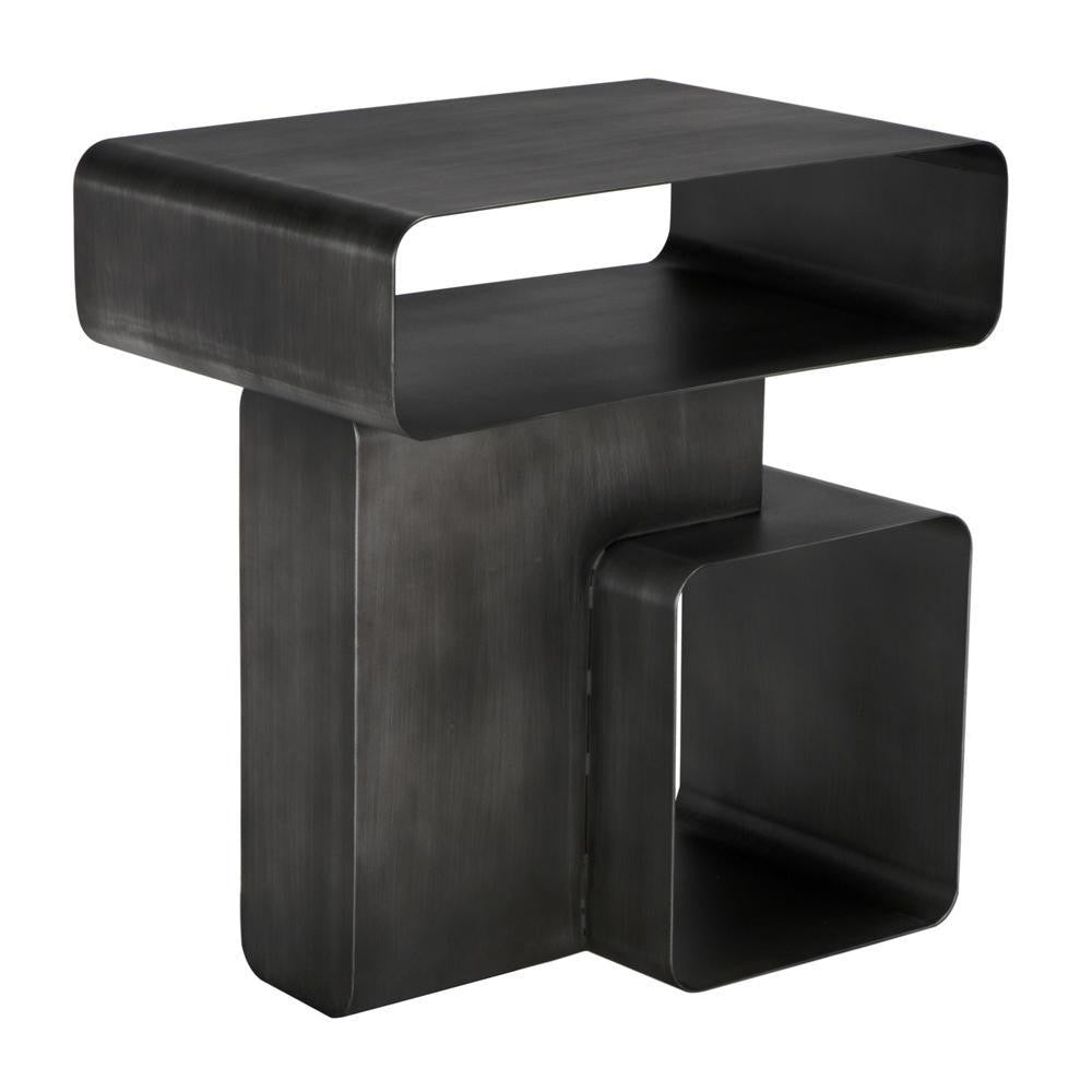 Noir Danville Side Table, Gun Metal Gun Metal
