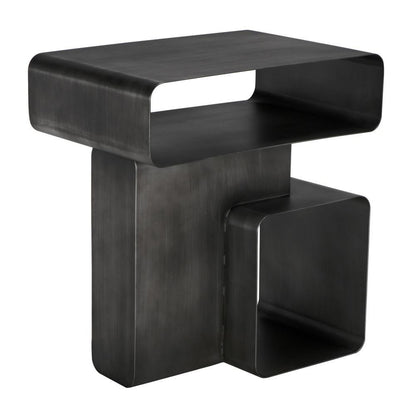 Noir Danville Side Table, Gun Metal Gun Metal