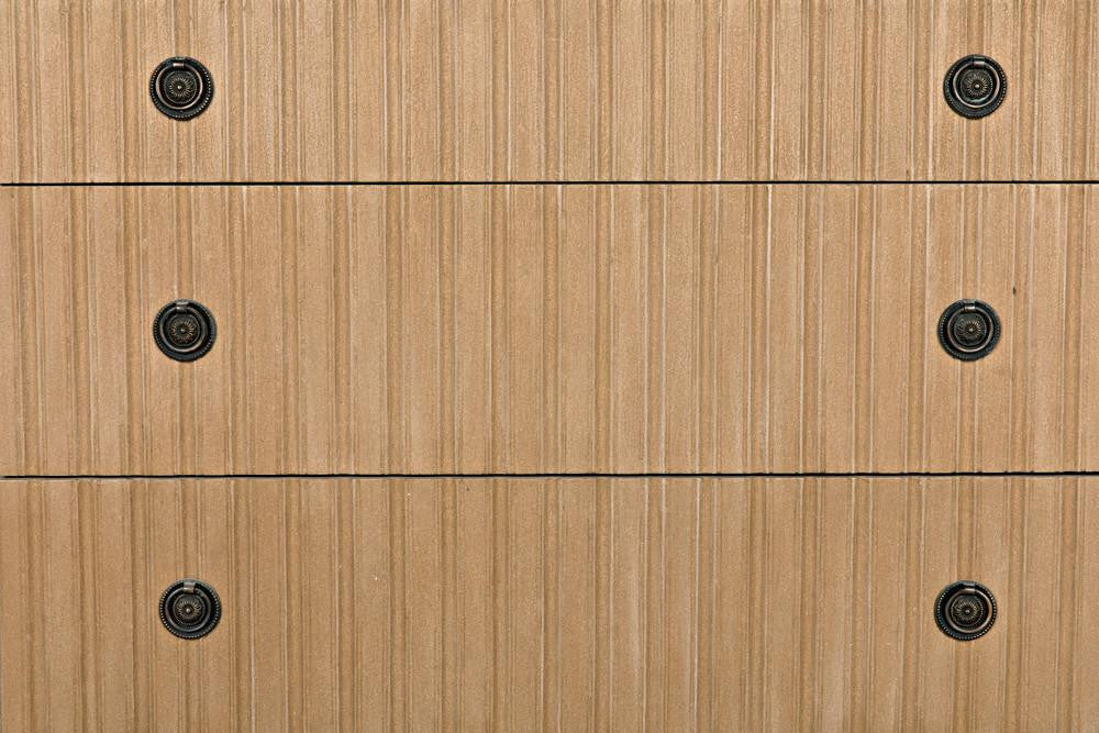 Noir Daryl Dresser, 3-Drawer, Weathered, 38"W GDRE164WEA, Noir GDRE164WEA YUU6013LUZ