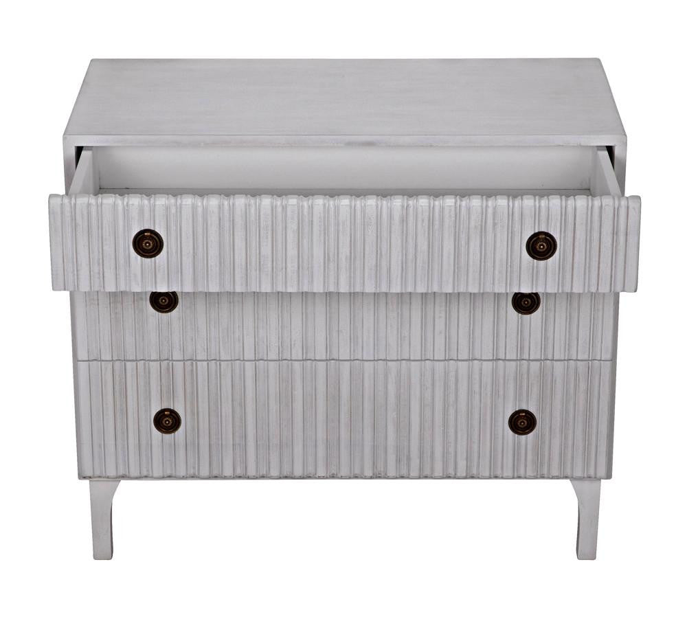 Noir Daryl Dresser, 3-Drawer, White Wash, 38"W GDRE164WH, Noir GDRE164WH YUU6013LV0