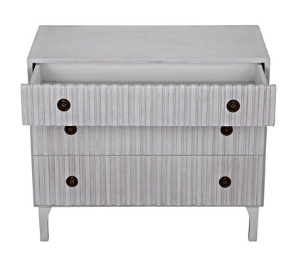 Noir Daryl Dresser, 3-Drawer, White Wash, 38"W GDRE164WH, Noir GDRE164WH YUU6013LV0