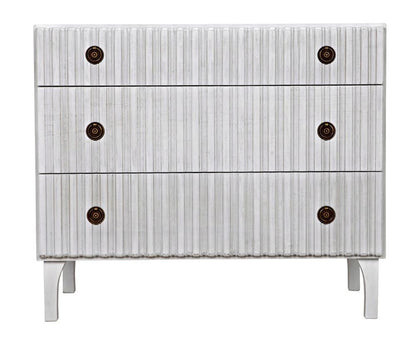 Noir Daryl Dresser, 3-Drawer, White Wash, 38"W GDRE164WH, Noir GDRE164WH YUU6013LV0