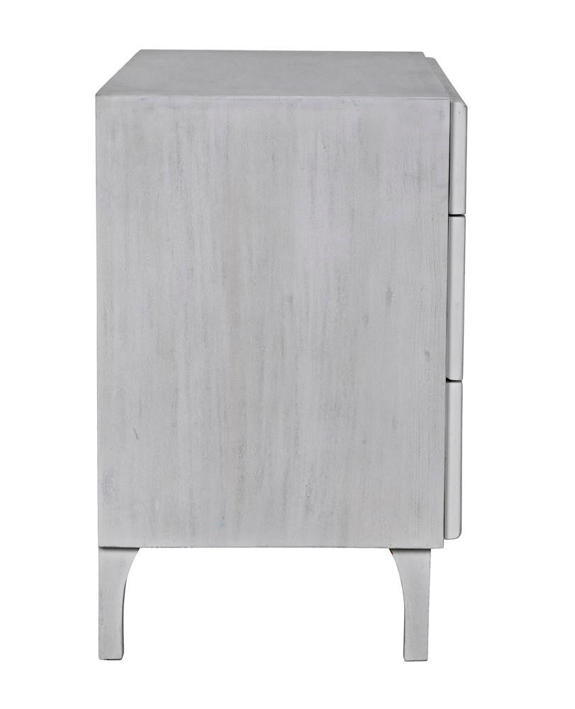 Noir Daryl Dresser, 3-Drawer, White Wash, 38"W GDRE164WH, Noir GDRE164WH YUU6013LV0