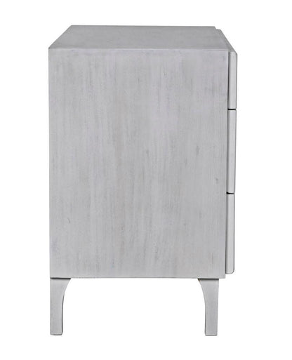 Noir Daryl Dresser, 3-Drawer, White Wash, 38"W GDRE164WH, Noir GDRE164WH YUU6013LV0