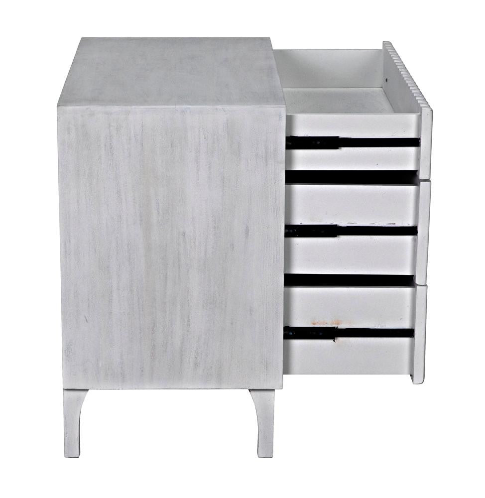 Noir Daryl Dresser, 3-Drawer, White Wash, 38"W GDRE164WH, Noir GDRE164WH YUU6013LV0