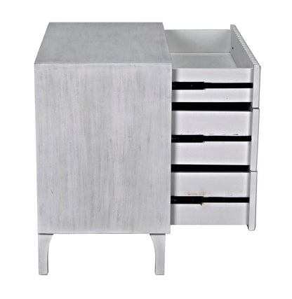Noir Daryl Dresser, 3-Drawer, White Wash, 38"W GDRE164WH, Noir GDRE164WH YUU6013LV0