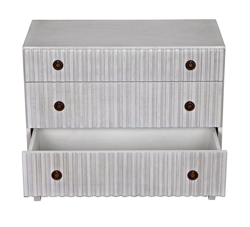 Noir Daryl Dresser, 3-Drawer, White Wash, 38"W GDRE164WH, Noir GDRE164WH YUU6013LV0