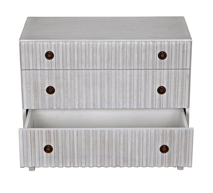 Noir Daryl Dresser, 3-Drawer, White Wash, 38"W GDRE164WH, Noir GDRE164WH YUU6013LV0