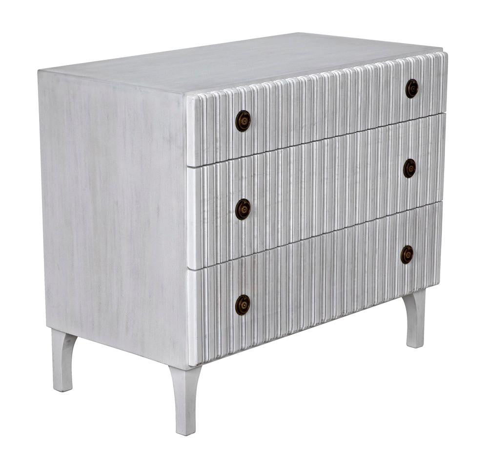 Noir Daryl Dresser, 3-Drawer, White Wash, 38"W GDRE164WH, Noir GDRE164WH YUU6013LV0