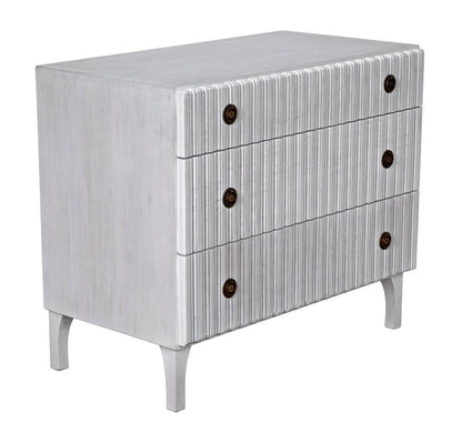 Noir Daryl Dresser, 3-Drawer, White Wash, 38"W GDRE164WH, Noir GDRE164WH YUU6013LV0