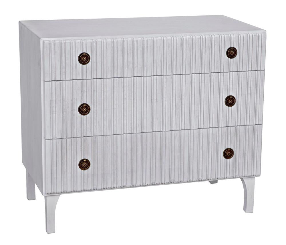 Noir Daryl Dresser, 3-Drawer, White Wash, 38"W GDRE164WH, Noir GDRE164WH YUU6013LV0