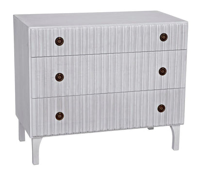 Noir Daryl Dresser, 3-Drawer, White Wash, 38"W GDRE164WH, Noir GDRE164WH YUU6013LV0