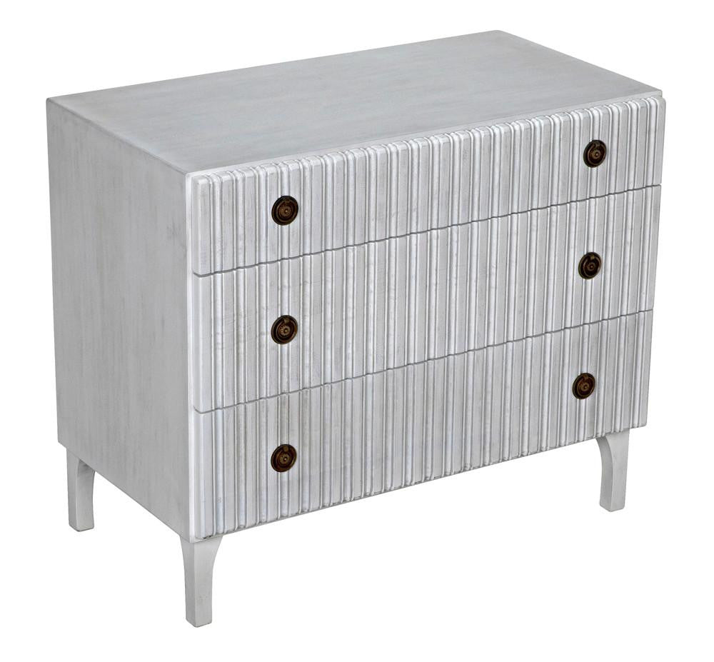 Noir Daryl Dresser, 3-Drawer, White Wash, 38"W GDRE164WH, Noir GDRE164WH YUU6013LV0