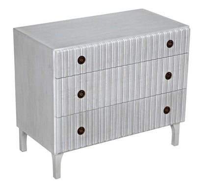 Noir Daryl Dresser, 3-Drawer, White Wash, 38"W GDRE164WH, Noir GDRE164WH YUU6013LV0