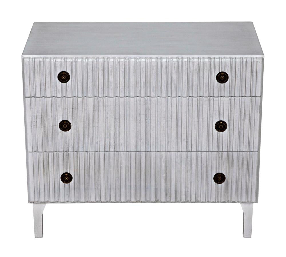 Noir Daryl Dresser, 3-Drawer, White Wash, 38"W GDRE164WH, Noir GDRE164WH YUU6013LV0