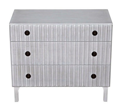 Noir Daryl Dresser, 3-Drawer, White Wash, 38"W GDRE164WH, Noir GDRE164WH YUU6013LV0