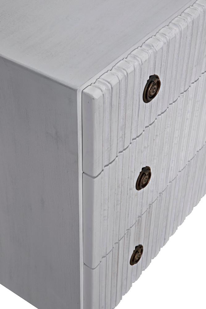 Noir Daryl Dresser, 3-Drawer, White Wash, 38"W GDRE164WH, Noir GDRE164WH YUU6013LV0