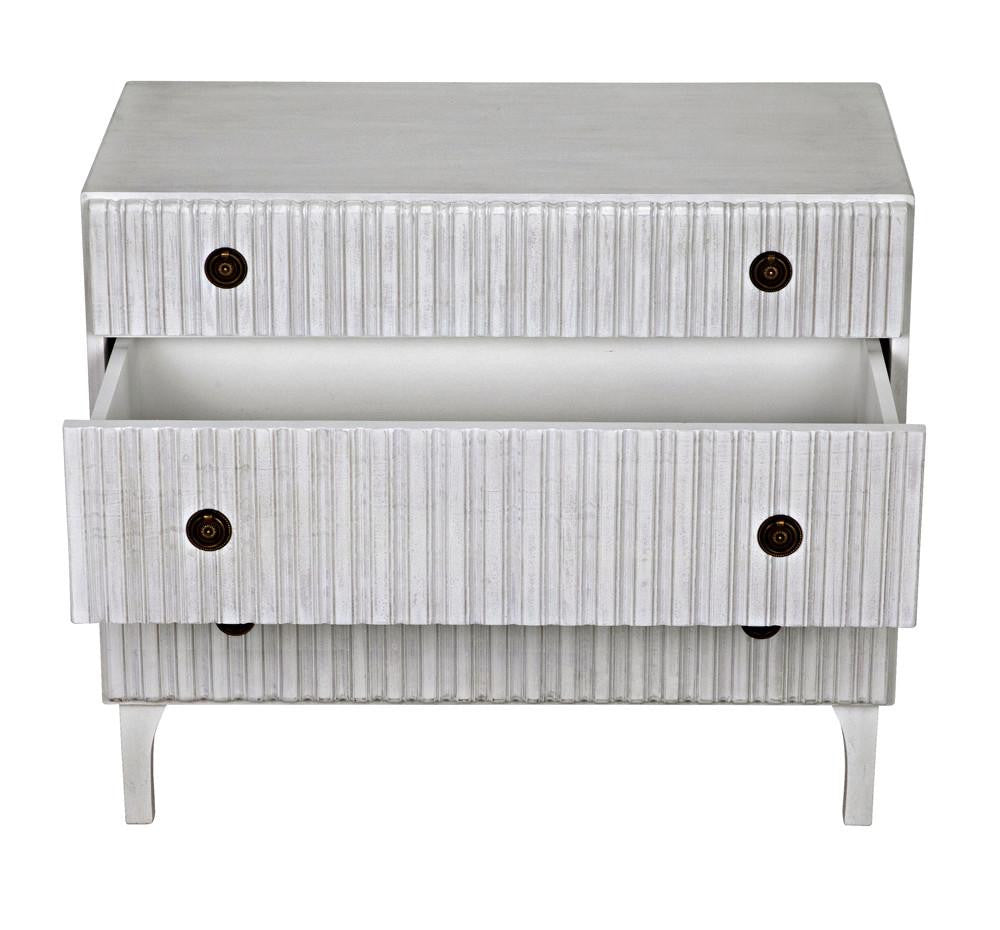 Noir Daryl Dresser, 3-Drawer, White Wash, 38"W GDRE164WH, Noir GDRE164WH YUU6013LV0