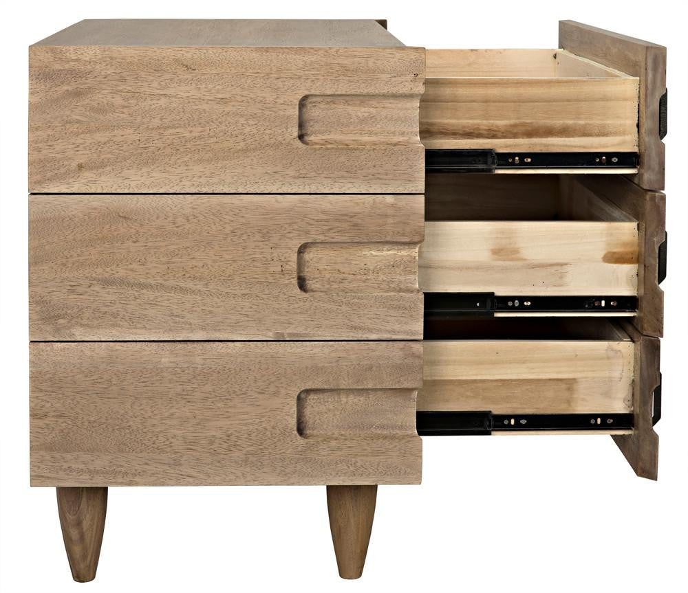 Noir David Side Table, 3-Drawer, Washed Walnut, 32.5"H (GTAB717WAW-S YUU6013MTY)