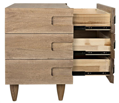 Noir David Side Table, 3-Drawer, Washed Walnut, 32.5"H (GTAB717WAW-S YUU6013MTY)