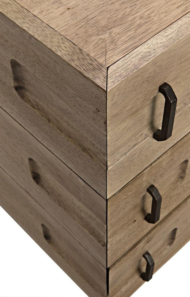 Noir David Side Table, 3-Drawer, Washed Walnut, 32.5"H (GTAB717WAW-S YUU6013MTY)