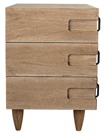 Noir David Side Table, 3-Drawer, Washed Walnut, 32.5"H (GTAB717WAW-S YUU6013MTY)