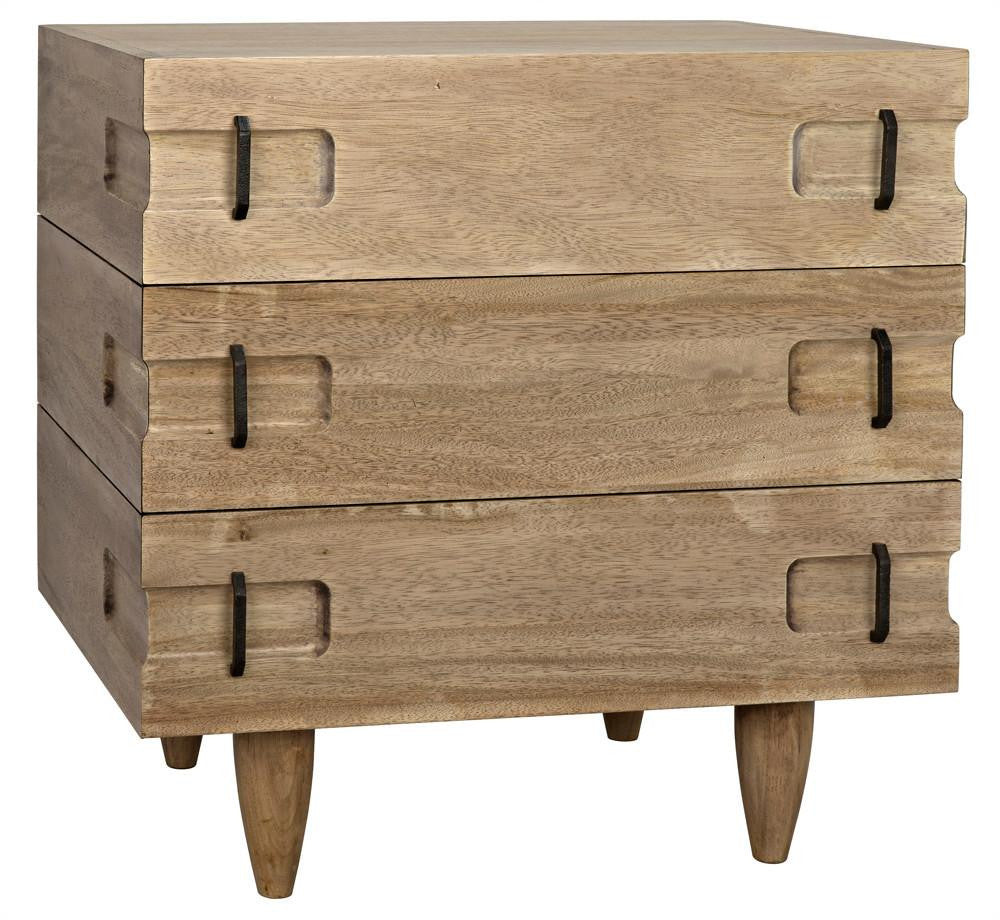 Noir David Side Table, 3-Drawer, Washed Walnut, 32.5"H (GTAB717WAW-S YUU6013MTY)