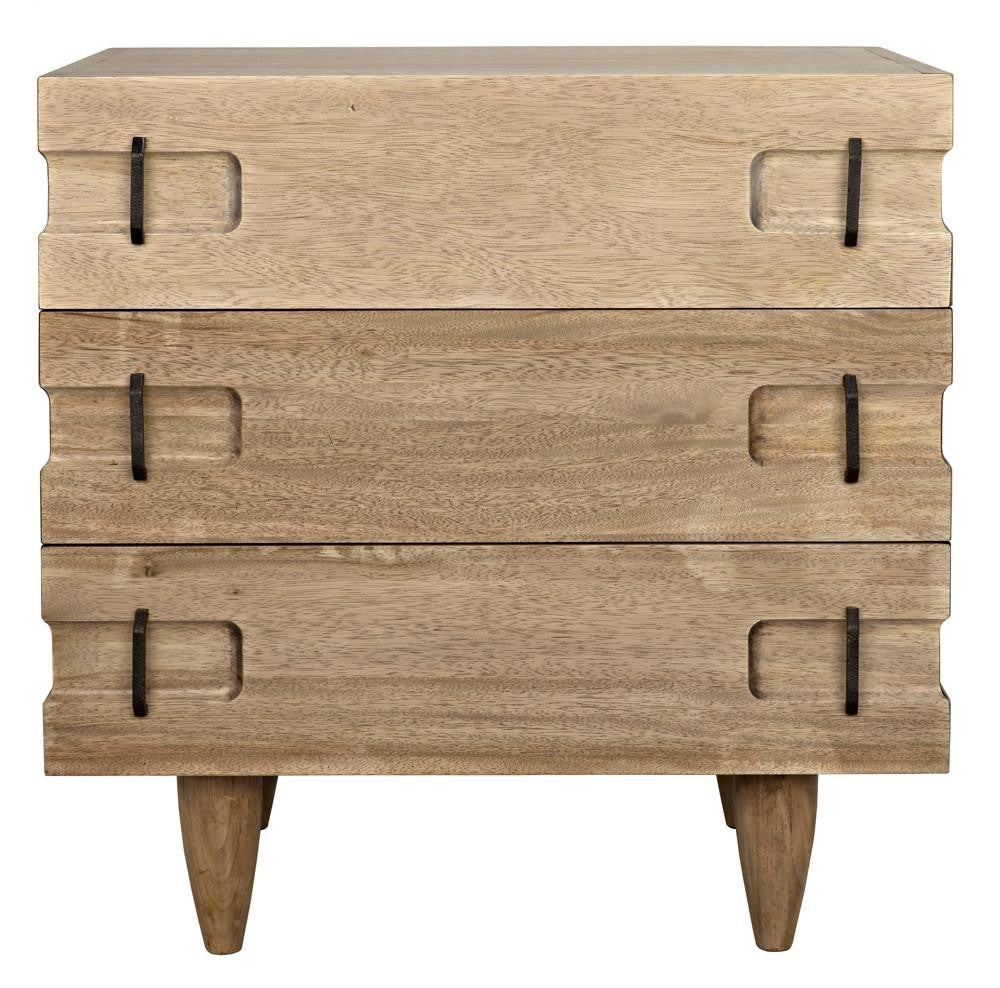 Noir David Side Table, 3-Drawer, Washed Walnut, 32.5"H (GTAB717WAW-S YUU6013MTY)