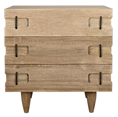 Noir David Side Table, 3-Drawer, Washed Walnut, 32.5"H (GTAB717WAW-S YUU6013MTY)