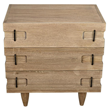 Noir David Side Table, 3-Drawer, Washed Walnut, 32.5"H (GTAB717WAW-S YUU6013MTY)