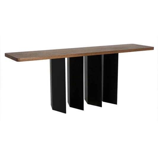 Noir Delta Console With Metal Bas Dark Walnut