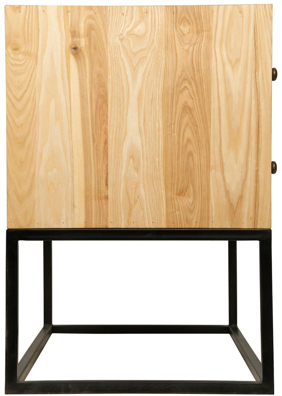 Noir Downtown Side Table, 2-Drawer, Natural, Matte Black Base, 26"H (GTAB676MTB YUU6013MU3)