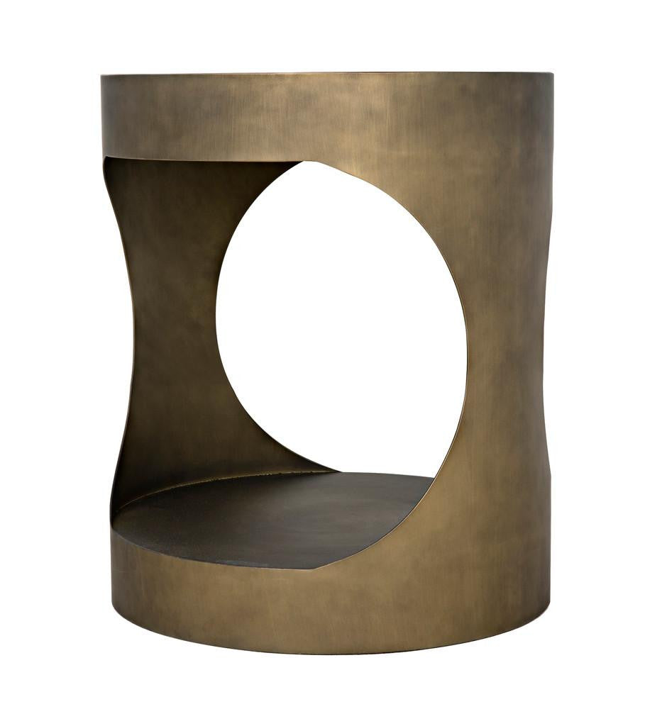 Noir Eclipse Side Table, Aged Brass, 26"H (GTAB302AB YUU6013MU7)