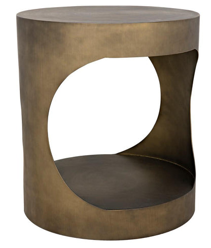 Noir Eclipse Side Table, Aged Brass, 26"H (GTAB302AB YUU6013MU7)