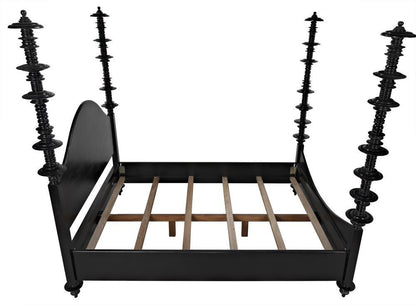 Noir Ferret Bed, Eastern King, Hand Rubbed Black