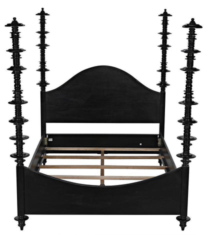 Noir Ferret Bed, Queen, Hand Rubbed Black